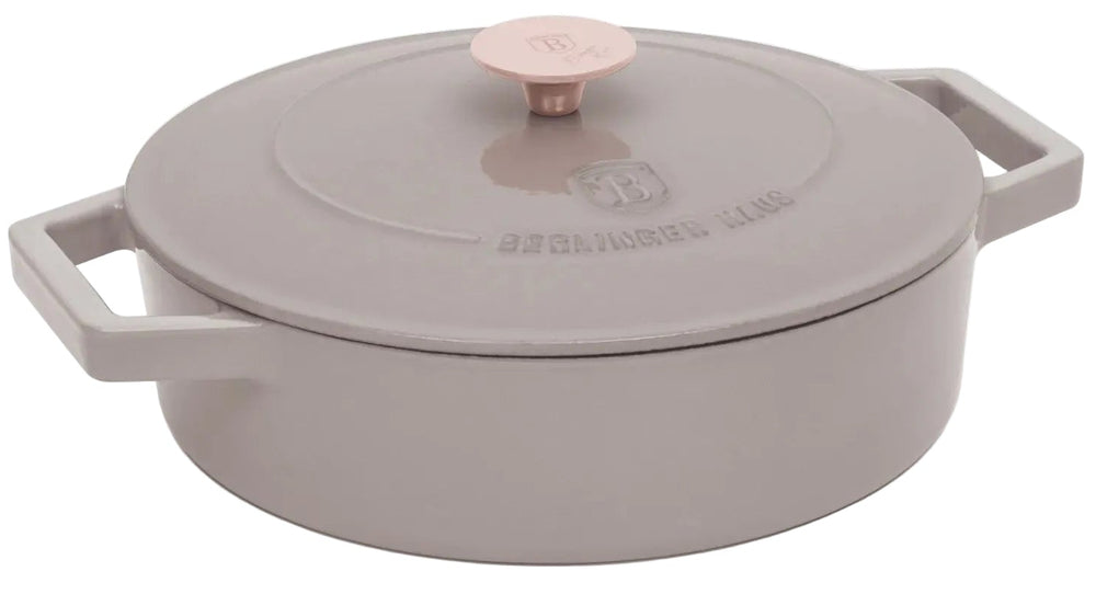 BerlingerHaus Sauté Pan Taupe - Cast Iron - ø 26 cm - Suitable for All Heat Sources - Enameled Non-Stick Coating