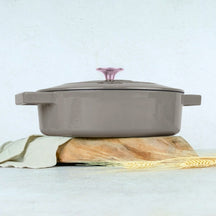 BerlingerHaus Sauté Pan Taupe - Cast Iron - ø 26 cm - Suitable for All Heat Sources - Enameled Non-Stick Coating