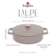 BerlingerHaus Sauté Pan Taupe - Cast Iron - ø 26 cm - Suitable for All Heat Sources - Enameled Non-Stick Coating