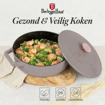 BerlingerHaus Sauté Pan Taupe - Cast Iron - ø 26 cm - Suitable for All Heat Sources - Enameled Non-Stick Coating