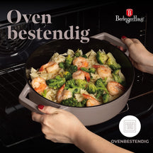 BerlingerHaus Sauté Pan Taupe - Cast Iron - ø 26 cm - Suitable for All Heat Sources - Enameled Non-Stick Coating