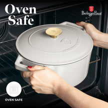 BerlingerHaus Casserole Matte Cream - Cast Iron - ø 24 cm - Suitable for All Heat Sources - Enamelled Non-Stick Coating