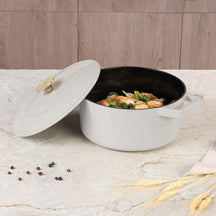BerlingerHaus Casserole Matte Cream - Cast Iron - ø 24 cm - Suitable for All Heat Sources - Enamelled Non-Stick Coating