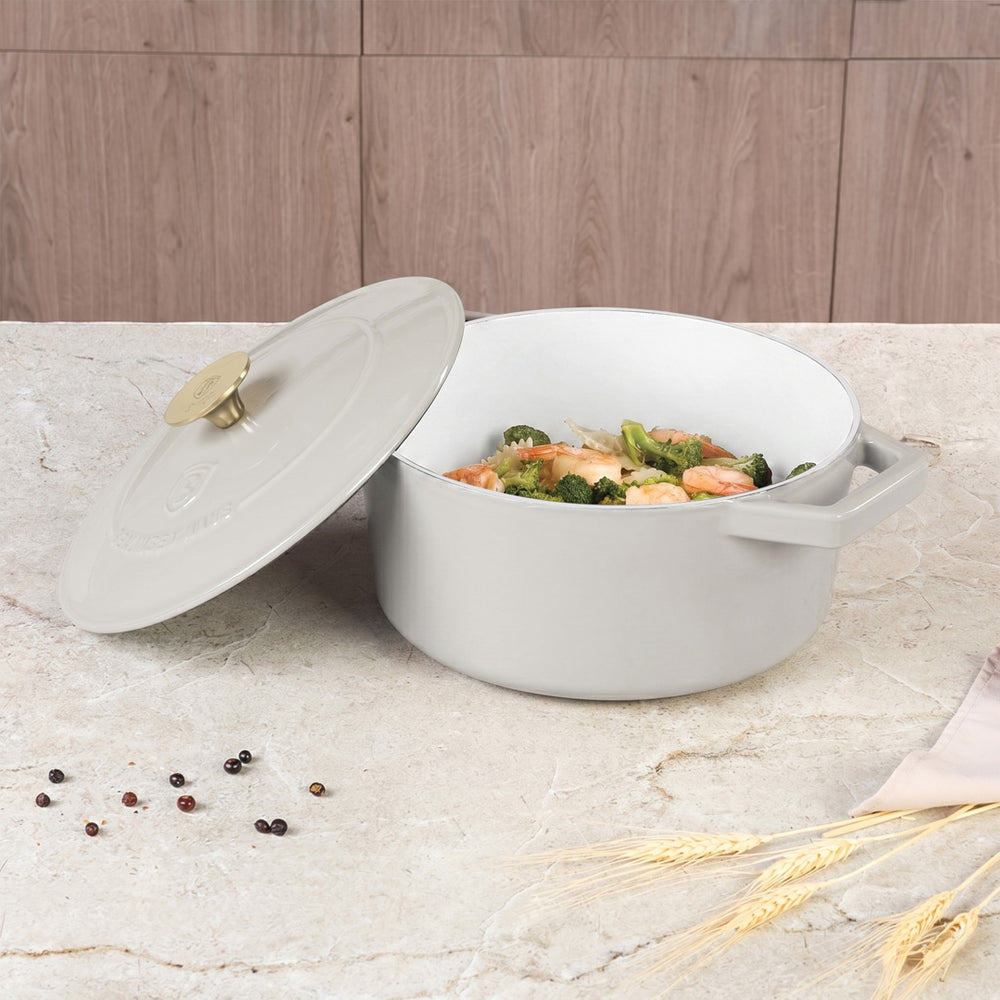 BerlingerHaus Casserole Matte Cream - Cast Iron - ø 24 cm - Suitable for All Heat Sources - Enamelled Non-Stick Coating