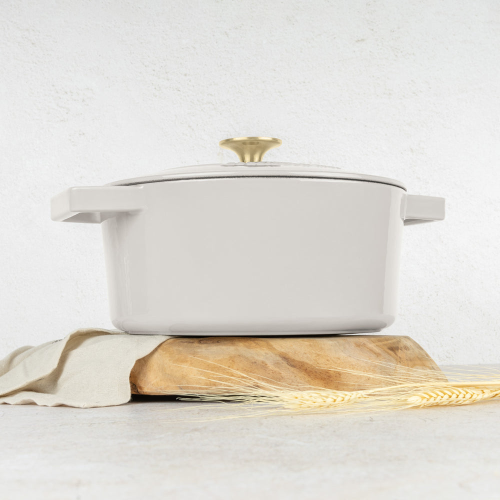 BerlingerHaus Casserole Matte Cream - Cast Iron - ø 24 cm - Suitable for All Heat Sources - Enamelled Non-Stick Coating