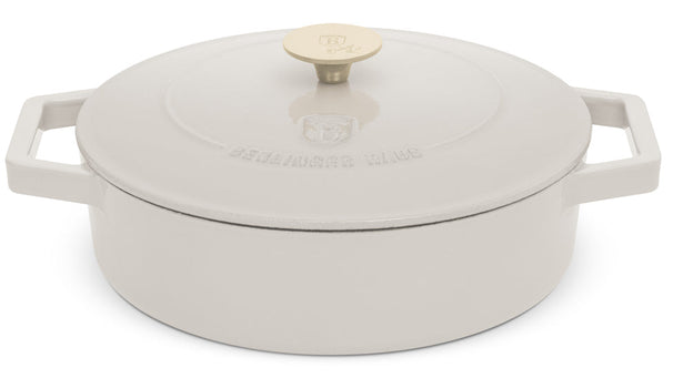 BerlingerHaus Sauté Pan Matte Cream - Cast Iron - ø 26 cm - Suitable for All Heat Sources - Enameled Non-Stick Coating