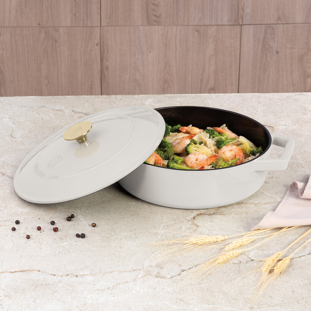 BerlingerHaus Sartén / Sartén de Saltear Mate Crema - Hierro Fundido - ø 26 cm - apta para todas las fuentes de calor - revestimiento antiadherente esmaltado