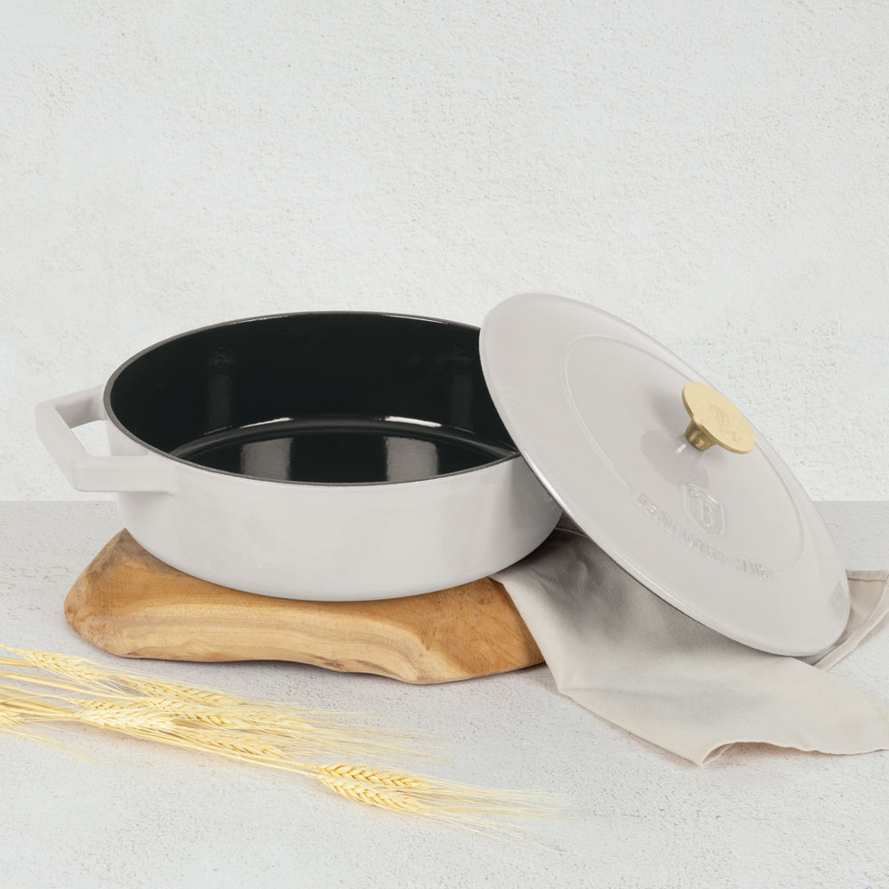 BerlingerHaus Sartén / Sartén de Saltear Mate Crema - Hierro Fundido - ø 26 cm - apta para todas las fuentes de calor - revestimiento antiadherente esmaltado