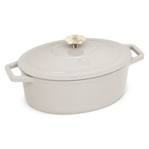BerlingerHaus Casserole Matte Cream Oval - Cast Iron - 30 x 22 cm - Suitable for All Heat Sources - Enameled Non-Stick Coating