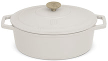 BerlingerHaus Casserole Matte Cream Oval - Cast Iron - 30 x 22 cm - Suitable for All Heat Sources - Enameled Non-Stick Coating
