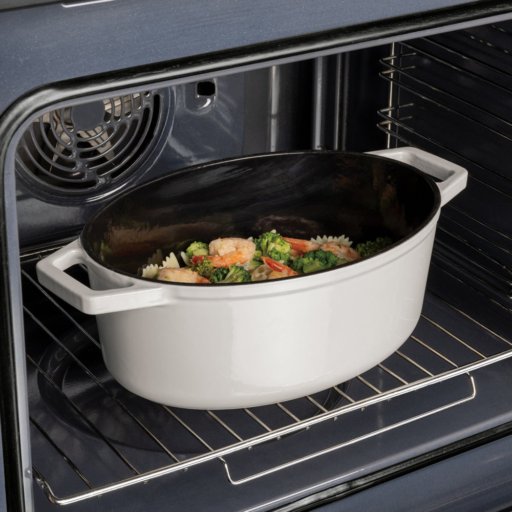 BerlingerHaus Casserole Matte Cream Oval - Cast Iron - 30 x 22 cm - Suitable for All Heat Sources - Enameled Non-Stick Coating
