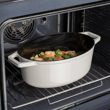 BerlingerHaus Casserole Matte Cream Oval - Cast Iron - 30 x 22 cm - Suitable for All Heat Sources - Enameled Non-Stick Coating