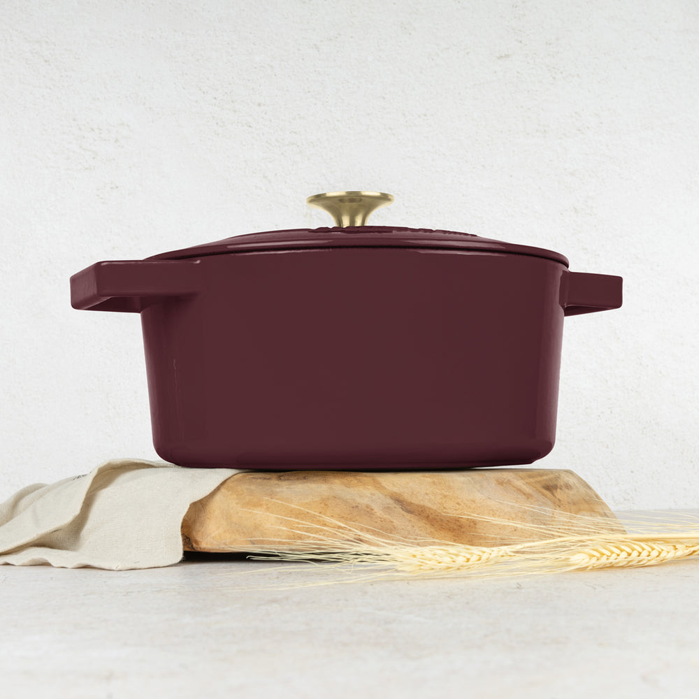 BerlingerHaus Casserole Matte Bordeaux - Cast Iron - ø 24 cm - suitable for all heat sources - enameled non-stick coating