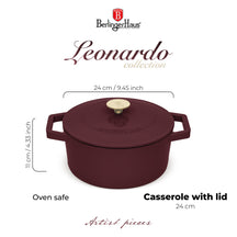 BerlingerHaus Casserole Matte Bordeaux - Cast Iron - ø 24 cm - suitable for all heat sources - enameled non-stick coating