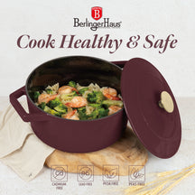 BerlingerHaus Casserole Matte Bordeaux - Cast Iron - ø 24 cm - suitable for all heat sources - enameled non-stick coating