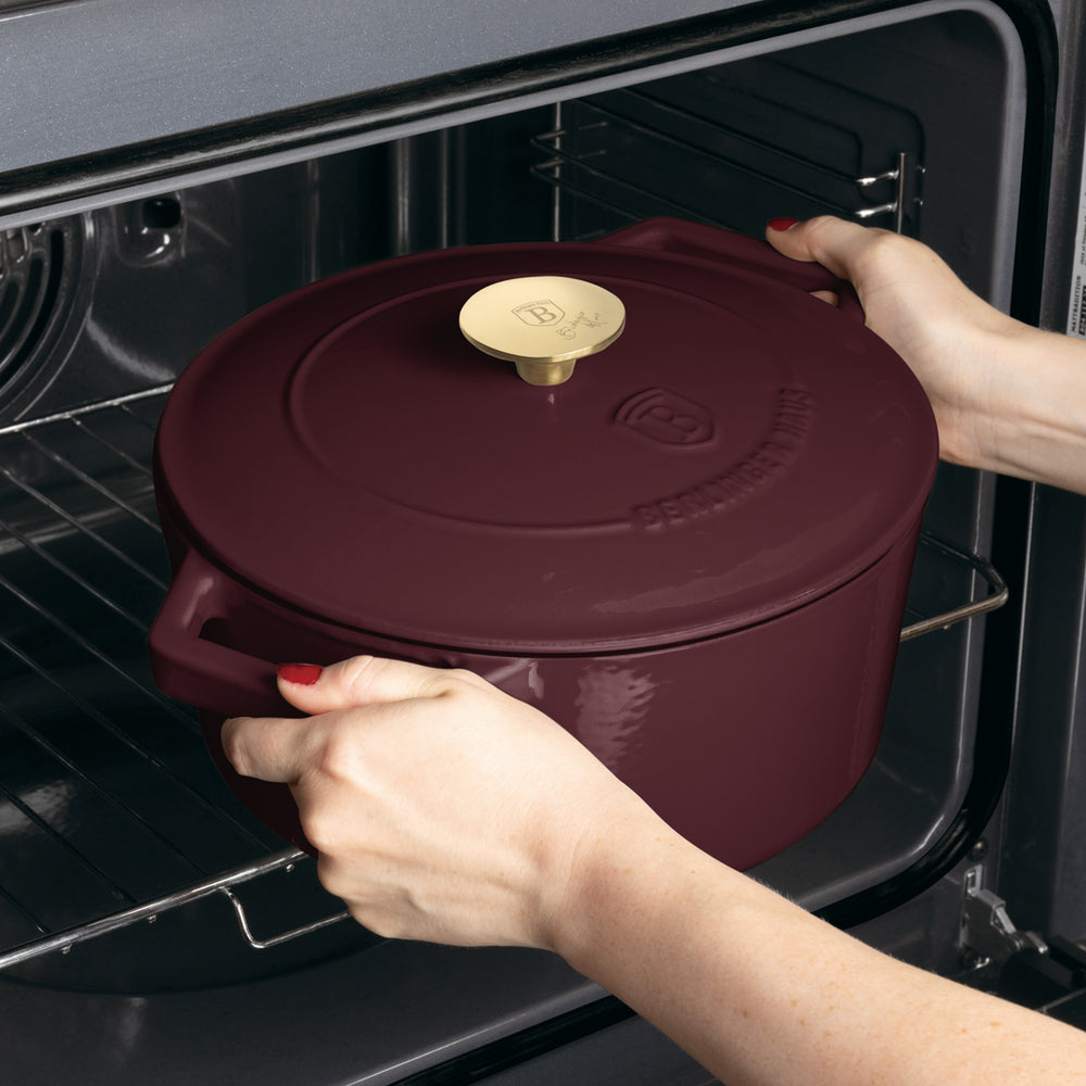 BerlingerHaus Casserole Matte Bordeaux - Cast Iron - ø 24 cm - suitable for all heat sources - enameled non-stick coating