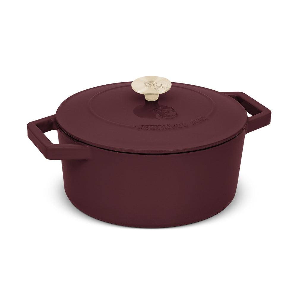 BerlingerHaus Casserole Matte Bordeaux - Cast Iron - ø 24 cm - suitable for all heat sources - enameled non-stick coating