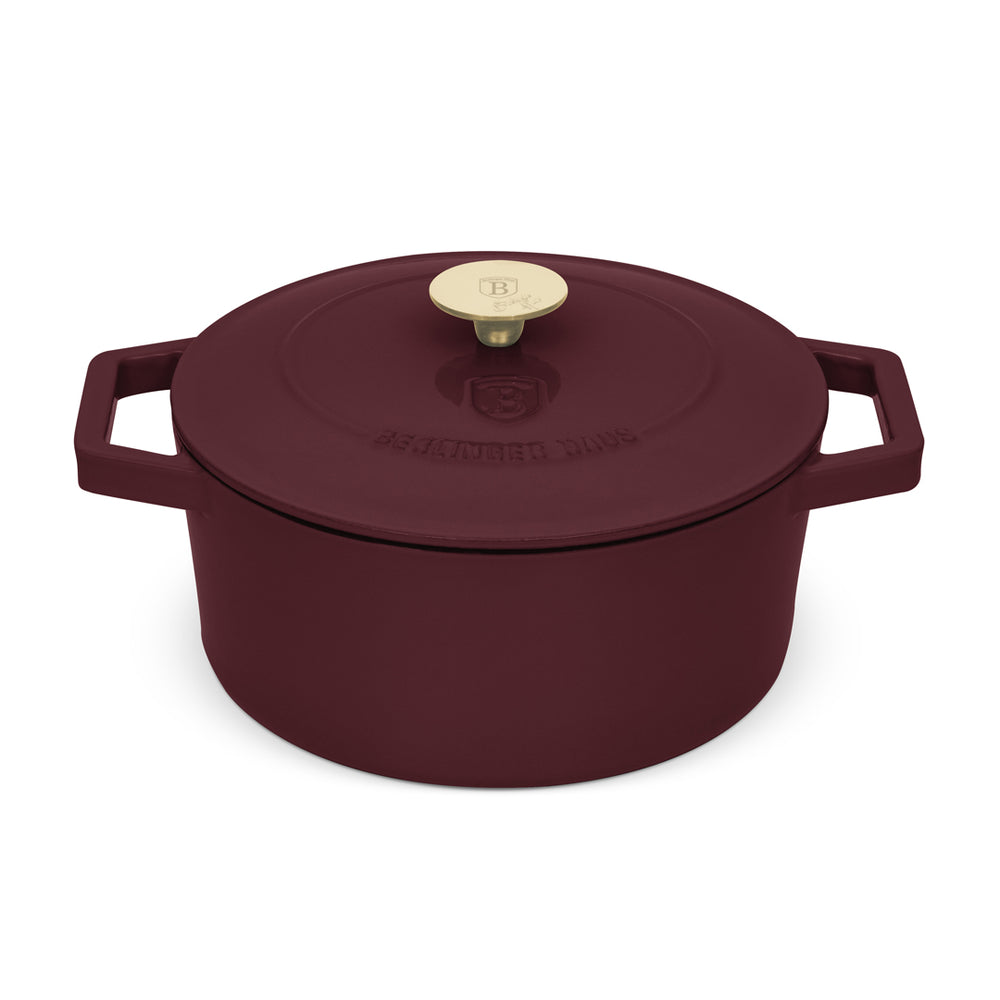 BerlingerHaus Casserole Matte Bordeaux - Cast Iron - ø 24 cm - suitable for all heat sources - enameled non-stick coating
