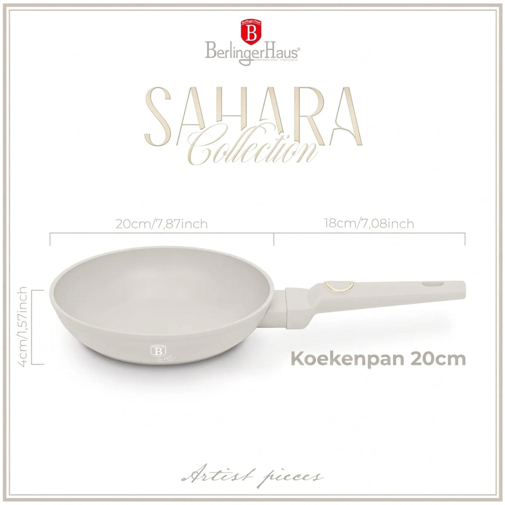 BerlingerHaus Frying Pan Matte Cream ø 20 cm - Suitable for All Heat Sources - Standard Non-Stick Coating