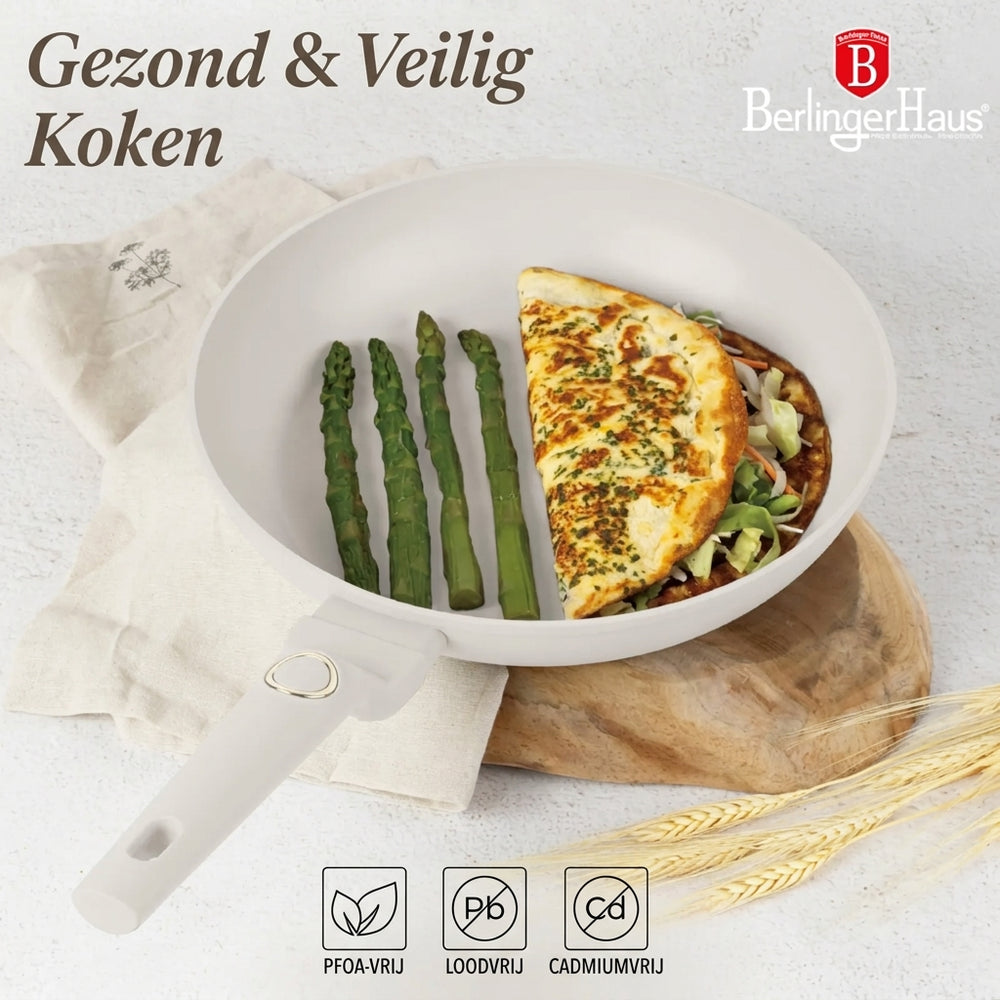 BerlingerHaus Frying Pan Matte Cream ø 20 cm - Suitable for All Heat Sources - Standard Non-Stick Coating