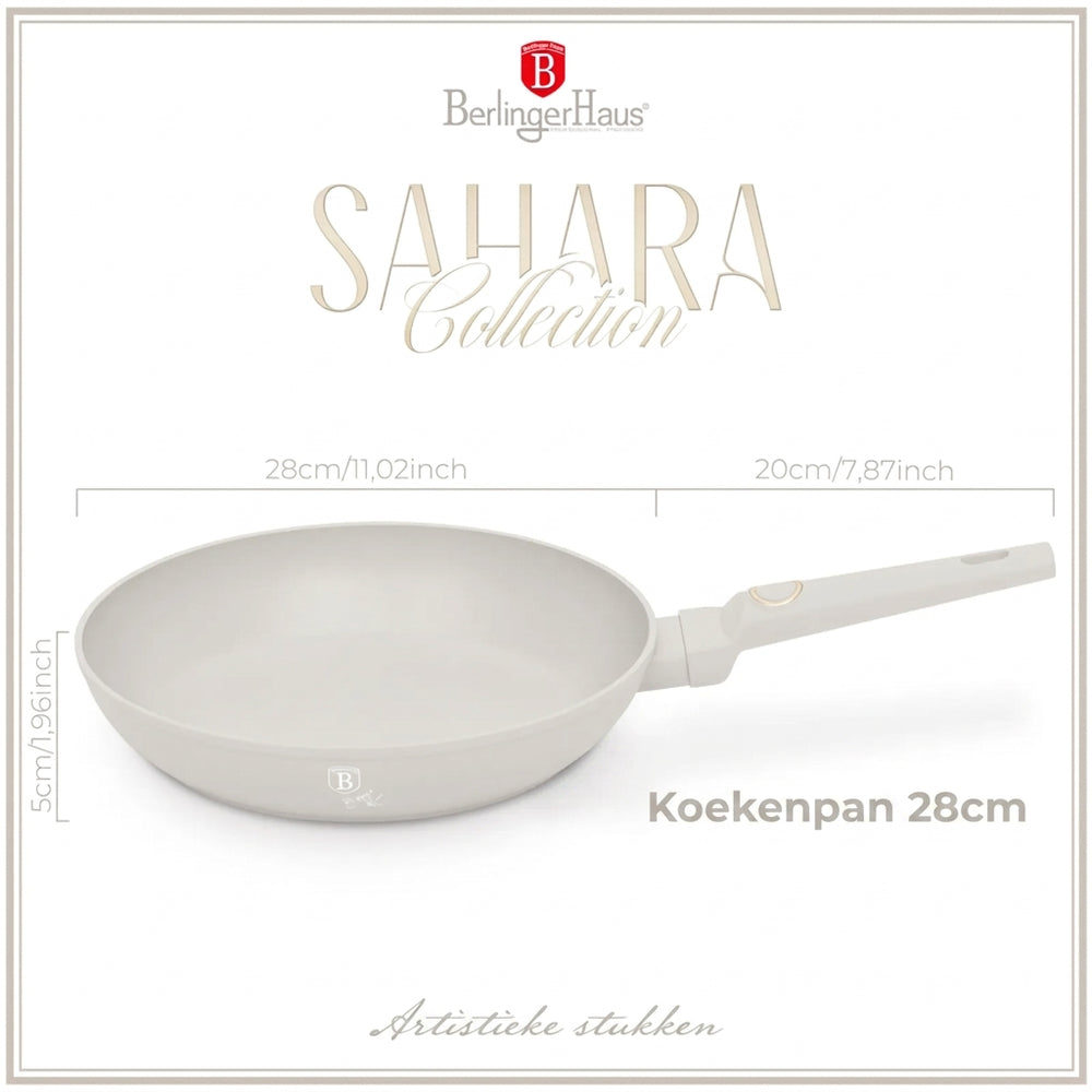 BerlingerHaus Frying Pan Matte Cream ø 28 cm - suitable for all heat sources - standard non-stick coating