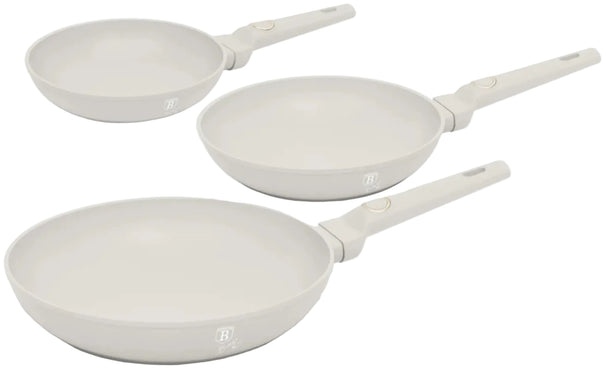 BerlingerHaus Frying Pan Set Matte Cream 3-Piece - ø 20, 24 & 28 cm - suitable for all heat sources - standard non-stick coating