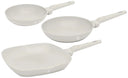 BerlingerHaus Frying Pan Set Matte Cream 3-Piece - Frying Pan ø 20 & 24 cm, Grill Pan 28 cm - Suitable for All Heat Sources