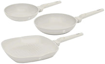 BerlingerHaus Frying Pan Set Matte Cream 3-Piece - Frying Pan ø 20 & 24 cm, Grill Pan 28 cm - Suitable for All Heat Sources
