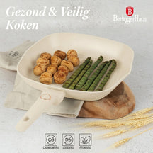 BerlingerHaus Grill Pan Matte Cream 28 x 28 cm - suitable for all heat sources - standard non-stick coating