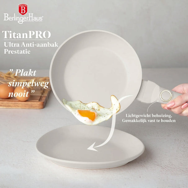 BerlingerHaus Frying Pan Matte Cream ø 20 cm - Suitable for All Heat Sources - Standard Non-Stick Coating