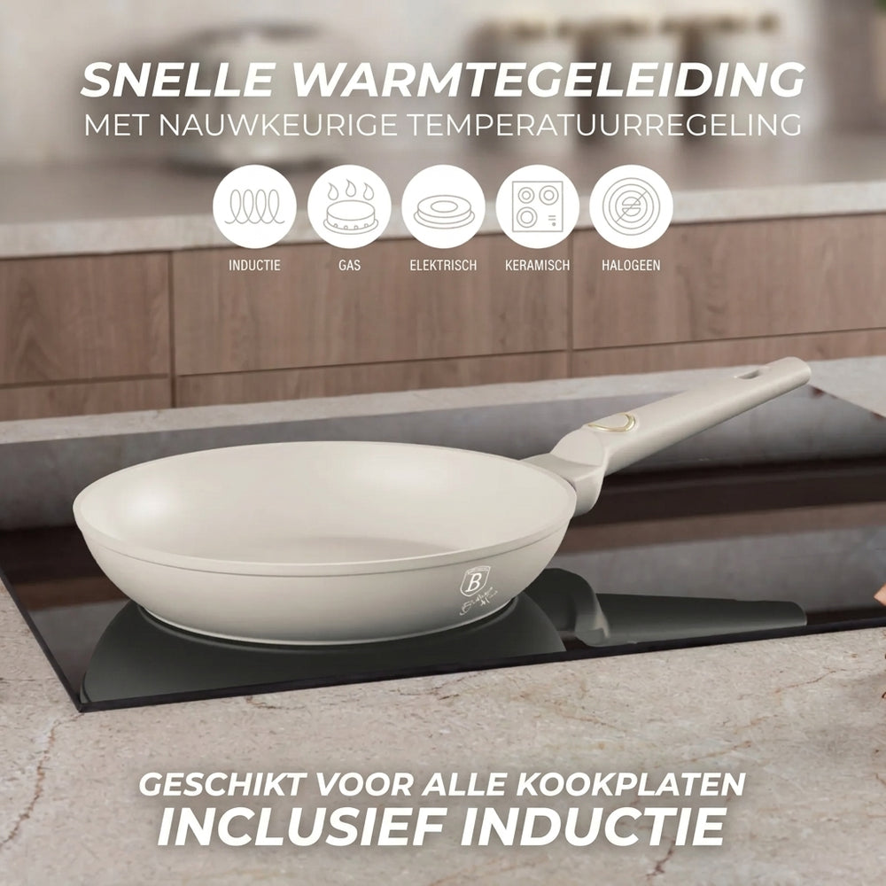 BerlingerHaus Frying Pan Matte Cream ø 20 cm - Suitable for All Heat Sources - Standard Non-Stick Coating