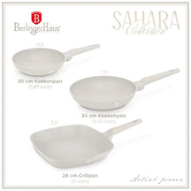 BerlingerHaus Frying Pan Set Matte Cream 3-Piece - Frying Pan ø 20 & 24 cm, Grill Pan 28 cm - Suitable for All Heat Sources