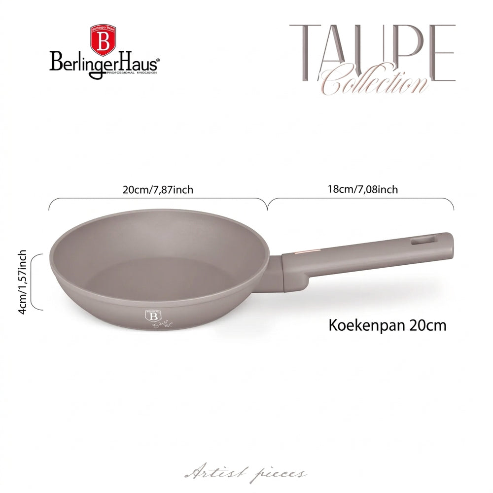 BerlingerHaus Sartén Taupe ø 20 cm - apta para todas las fuentes de calor - revestimiento antiadherente estándar