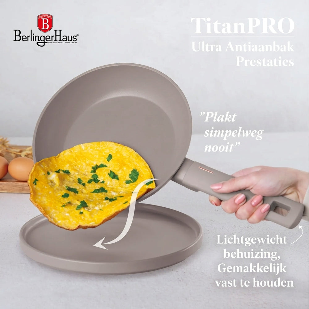 BerlingerHaus Cookware Set Taupe 11-Piece - Cooking Pots ø 20, 24, 28 cm, Frying Pan ø 24, 28 cm & Saucepan ø 16 cm - Suitable for All Heat Sources