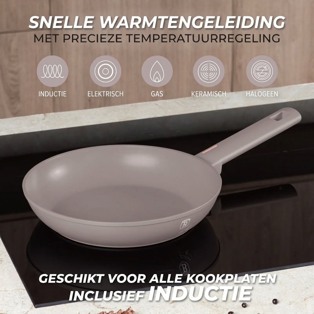 BerlingerHaus Cookware Set Taupe 11-Piece - Cooking Pots ø 20, 24, 28 cm, Frying Pan ø 24, 28 cm & Saucepan ø 16 cm - Suitable for All Heat Sources