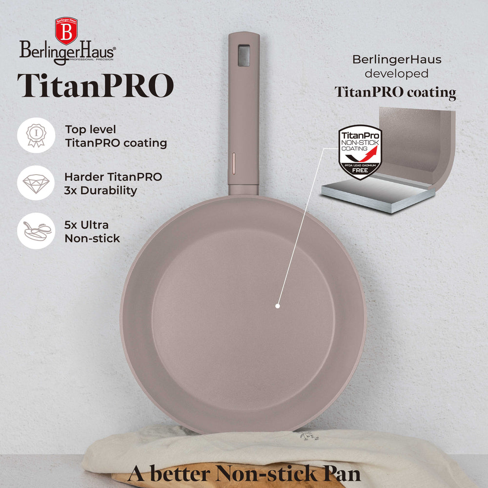 BerlingerHaus Frying Pan Taupe ø 28 cm - suitable for all heat sources - standard non-stick coating