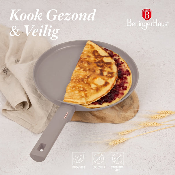 BerlingerHaus Pancake Pan Taupe ø 28 cm - suitable for all heat sources - standard non-stick coating