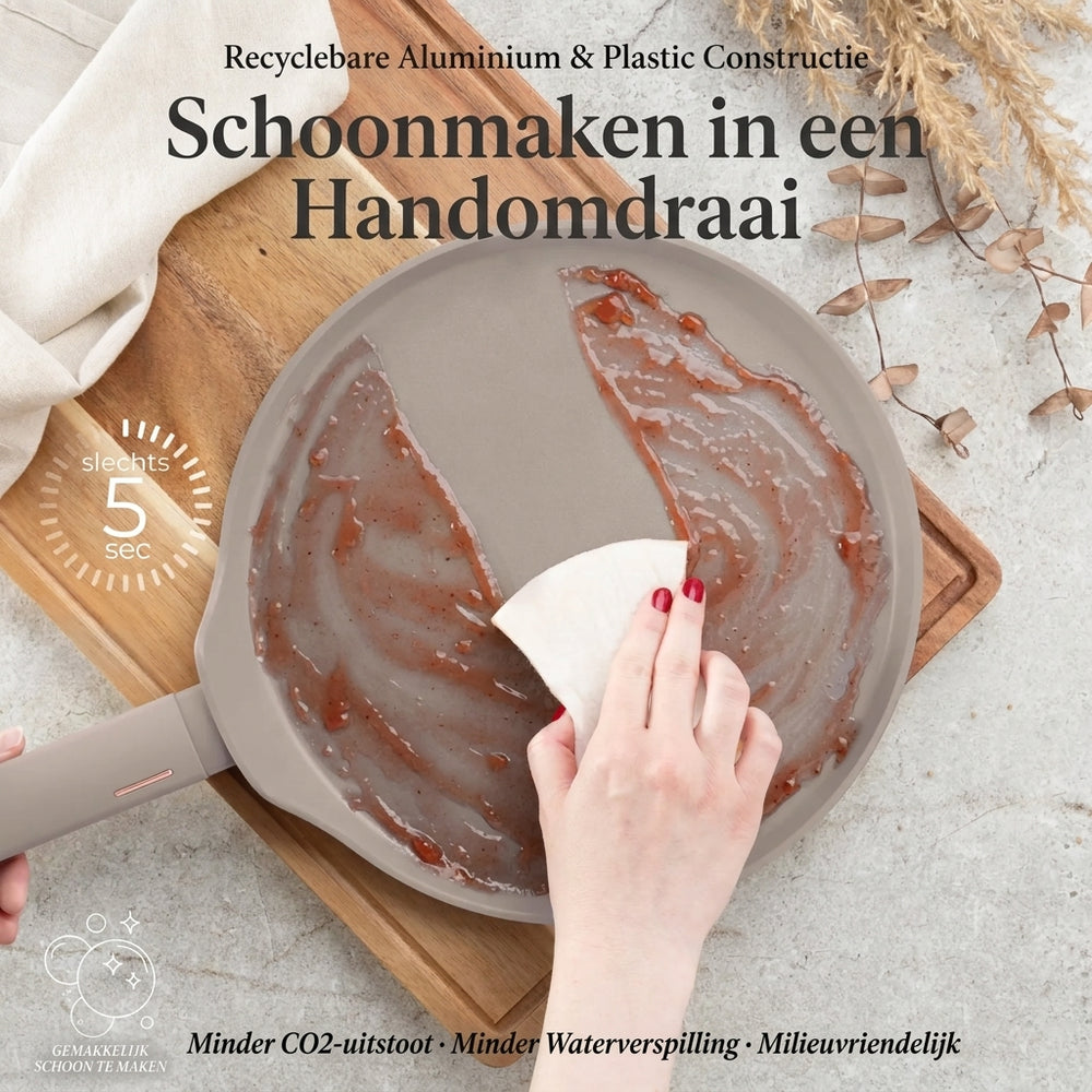 BerlingerHaus Sartén para Crepas Taupe ø 28 cm - apta para todas las fuentes de calor - revestimiento antiadherente estándar