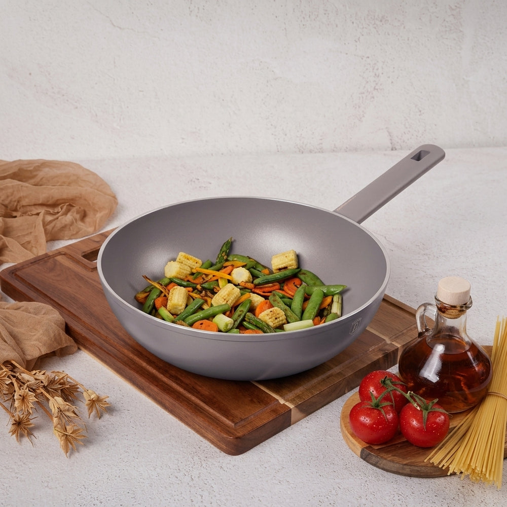 BerlingerHaus Wok Taupe ø 28 cm - apta para todas las fuentes de calor - revestimiento antiadherente estándar