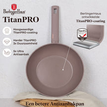 BerlingerHaus Wok Taupe ø 28 cm - apta para todas las fuentes de calor - revestimiento antiadherente estándar