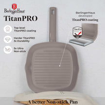 BerlingerHaus Grill Pan Matte Taupe 28 x 28 cm - Suitable for All Heat Sources - Standard Non-Stick Coating