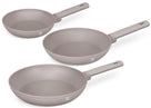 BerlingerHaus Set de Sartenes Taupe 3 Piezas - ø 20, 24 & 28 cm - apto para todas las fuentes de calor - recubrimiento antiadherente estándar