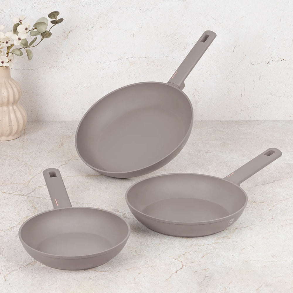 BerlingerHaus Frying Pan Set Taupe 3-Piece - ø 20, 24 & 28 cm - suitable for all heat sources - standard non-stick coating