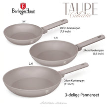 BerlingerHaus Frying Pan Set Taupe 3-Piece - ø 20, 24 & 28 cm - suitable for all heat sources - standard non-stick coating