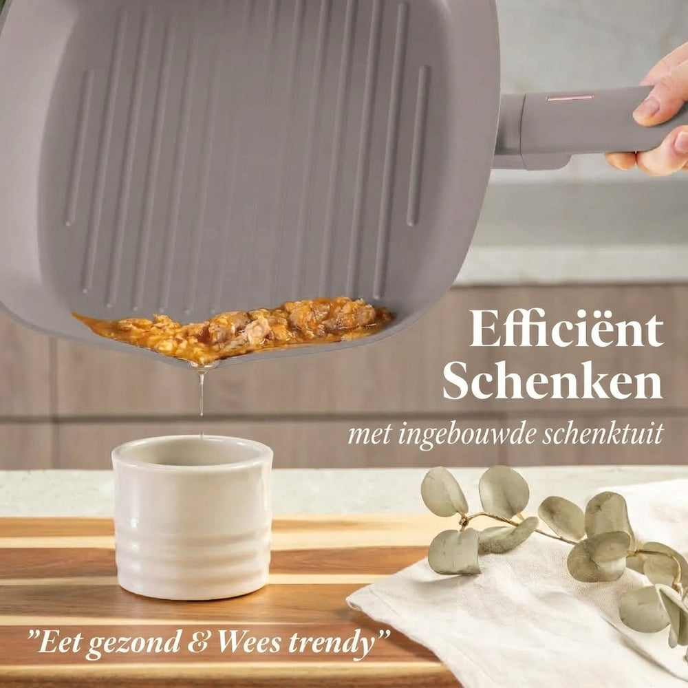 BerlingerHaus Grill Pan Matte Taupe 28 x 28 cm - Suitable for All Heat Sources - Standard Non-Stick Coating
