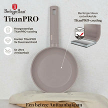 BerlingerHaus Set de Sarten Taupe 7 Piezas - Olla ø 20, 24, 28 cm & Sartén ø 20, 24 cm - apto para todas las fuentes de calor