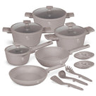 BerlingerHaus Cookware Set Taupe 11-Piece - Cooking Pots ø 20, 24, 28 cm, Frying Pan ø 24, 28 cm & Saucepan ø 16 cm - Suitable for All Heat Sources