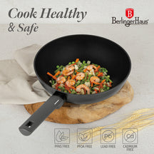 BerlingerHaus Wok Pan Matte Anthracite ø 28 cm - suitable for all heat sources - standard non-stick coating
