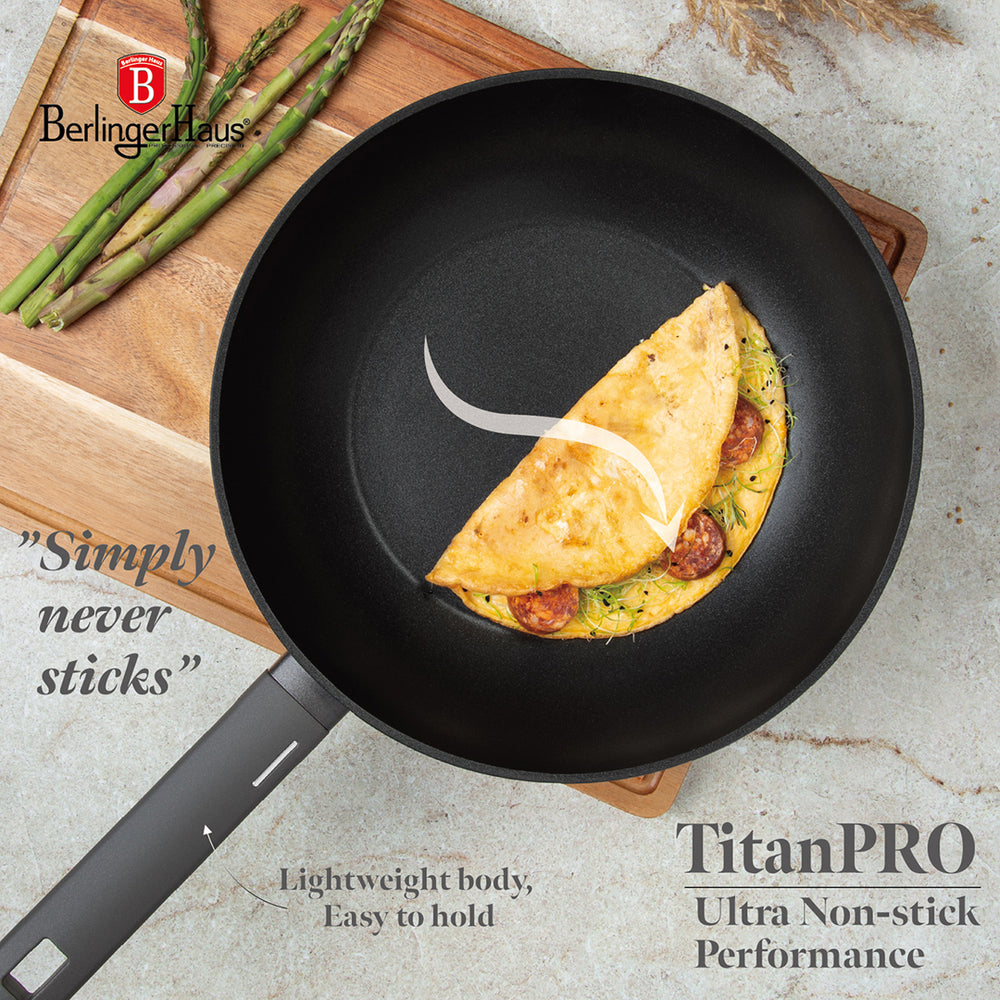 BerlingerHaus Wok Pan Matte Anthracite ø 28 cm - suitable for all heat sources - standard non-stick coating