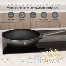 BerlingerHaus Wok Pan Matte Anthracite ø 28 cm - suitable for all heat sources - standard non-stick coating